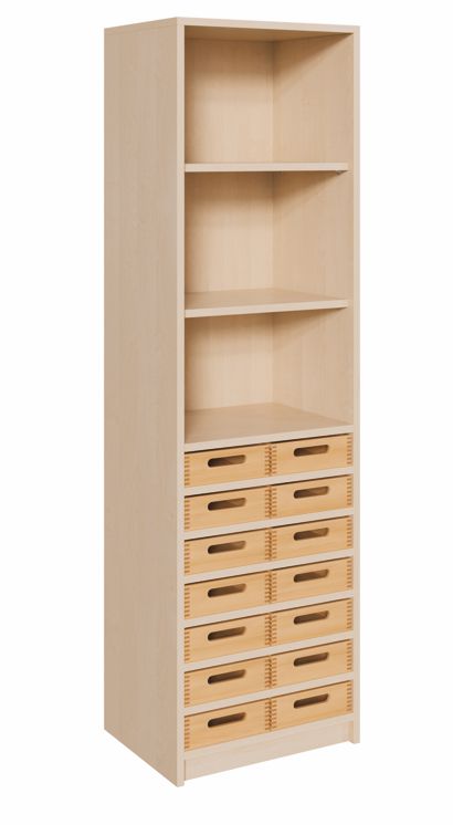 K Kombinationsschrank 180 x 52 cm, 14 flache Kästen/Regal